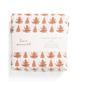 S L HOME FASHIONS multi Gingerbread Trees Sheet Set
